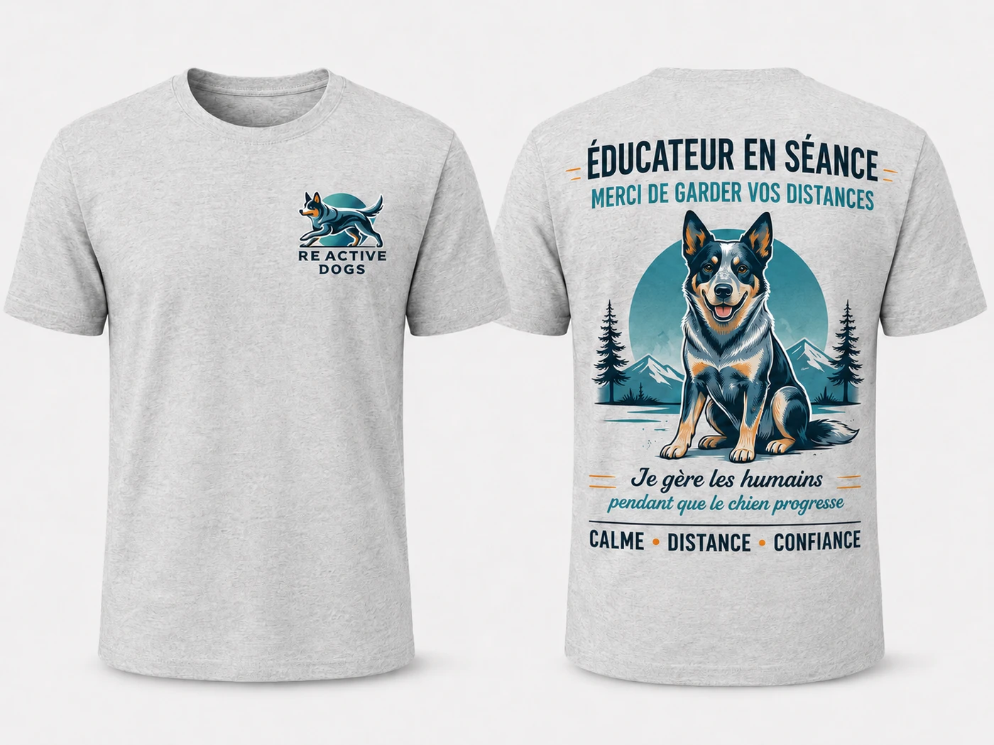 Tee-shirt Éducateur en séance, premier visuel recto et verso